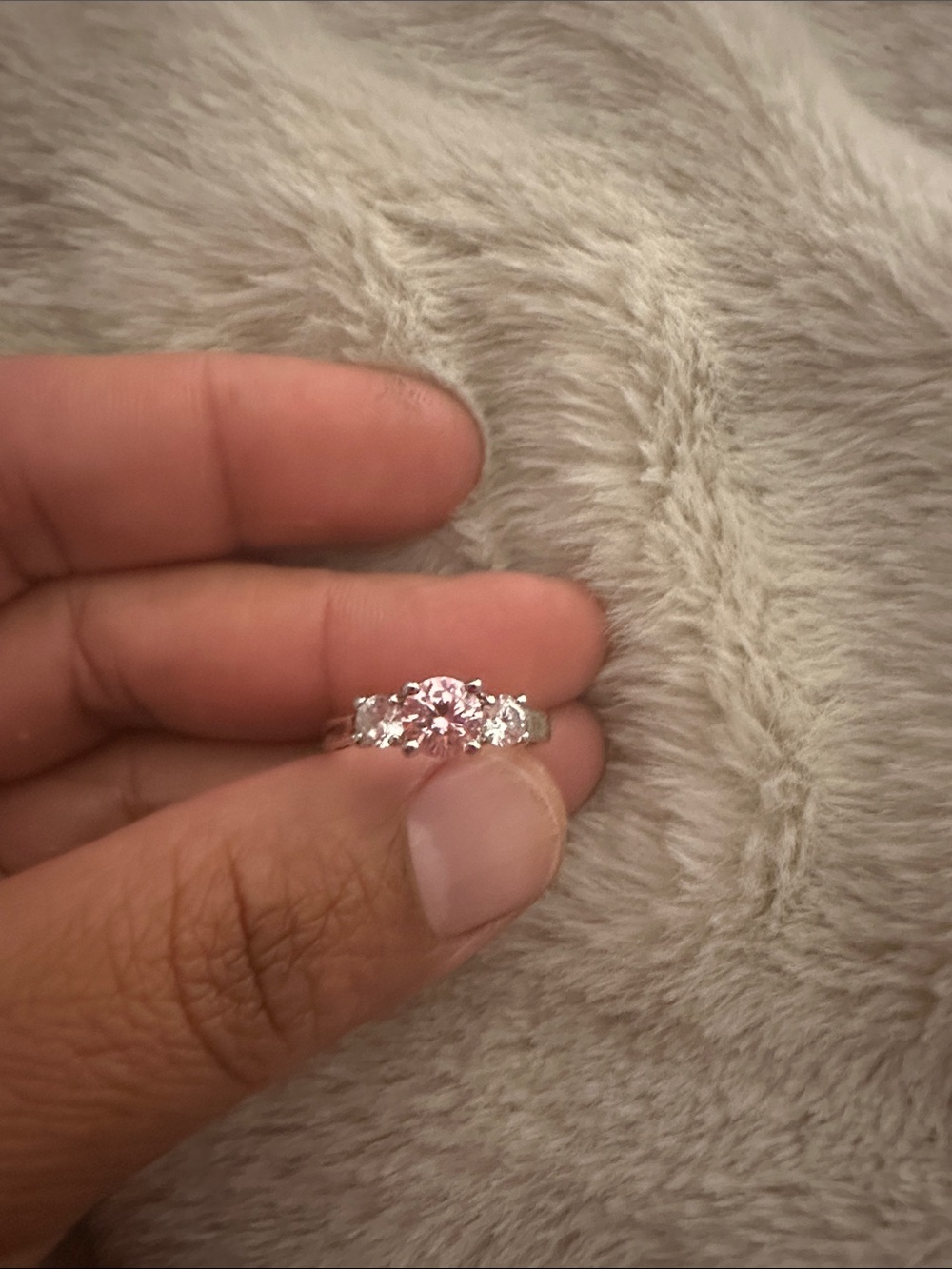Pink Three-Stone Crystal Ring - Women Jewelry